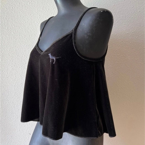 Victoria’s Secret PINK Black Velvet Spaghetti Strap Flowy Tank Size XS - Picture 3 of 12
